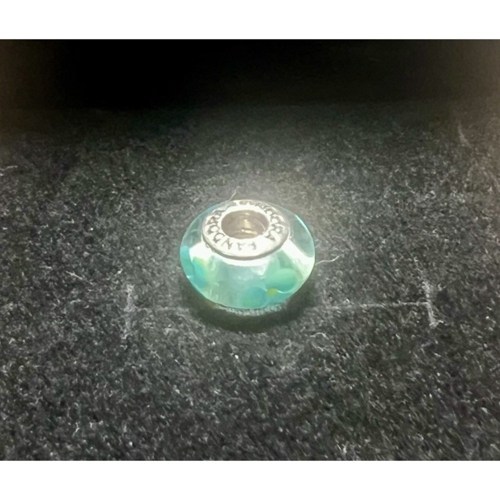 Pandora SS 925 TEAL FLOWERS FOR YOU Murano Glass Bead Charm ALE 790607 - Retired